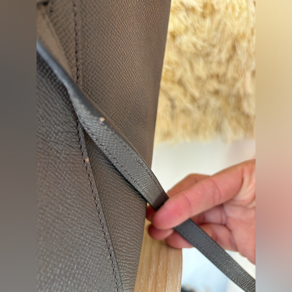 CELINE💎Grained Calfskin Mini Belt Bag LARGE💎Grey Saffiano Gold💎LIKE NEW - Picture 15 of 17
